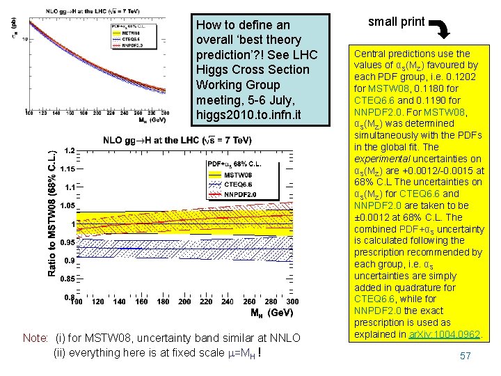 How to define an overall ‘best theory prediction’? ! See LHC Higgs Cross Section