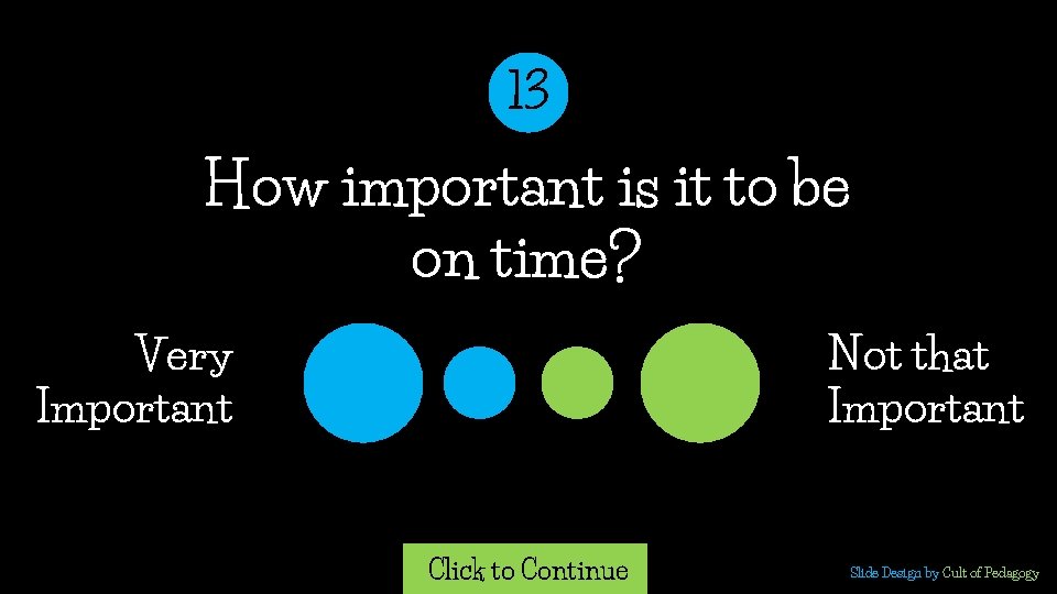 13 How important is it to be on time? Very Important Not that Important 13 How important is it to be on time? Very Important Not that Important