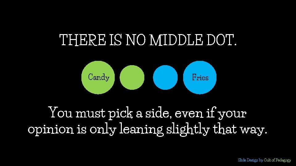 THERE IS NO MIDDLE DOT. Candy Fries You must pick a side, even if THERE IS NO MIDDLE DOT. Candy Fries You must pick a side, even if