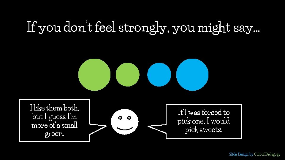 If you don’t feel strongly, you might say… I like them both, but I If you don’t feel strongly, you might say… I like them both, but I