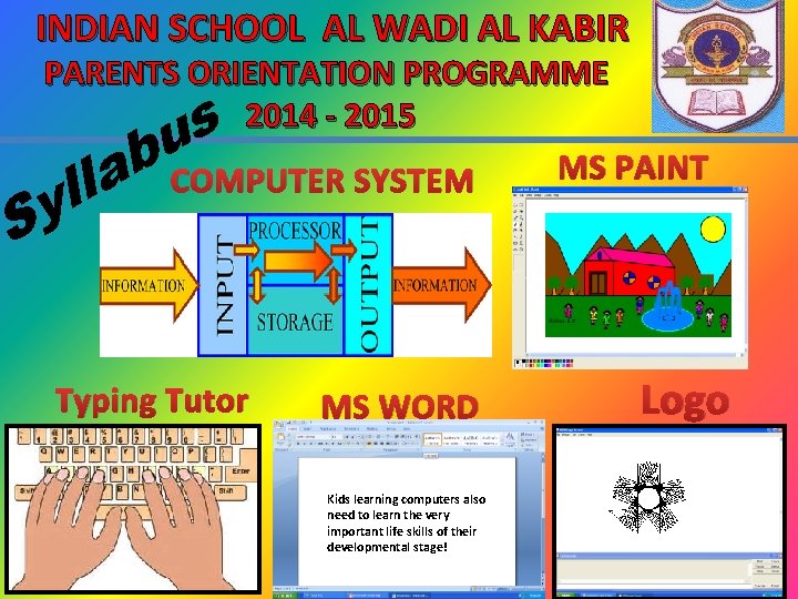 INDIAN SCHOOL AL WADI AL KABIR PARENTS ORIENTATION PROGRAMME 2014 - 2015 s u