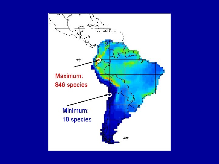 Maximum: 846 species Minimum: 18 species 