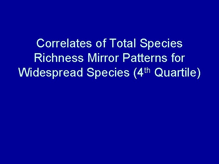 Correlates of Total Species Richness Mirror Patterns for Widespread Species (4 th Quartile) 