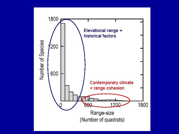 Elevational range + historical factors Contemporary climate + range cohesion 