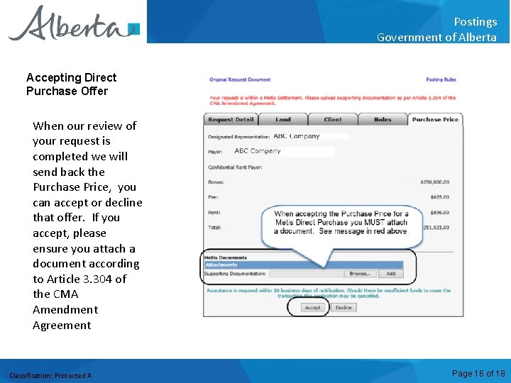 Postings Government of Alberta Accepting Direct Purchase Offer When our review of your request