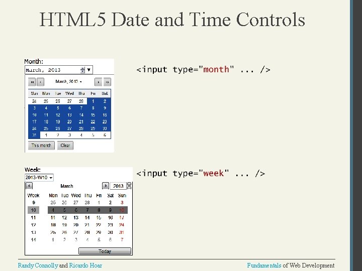 HTML 5 Date and Time Controls Randy Connolly and Ricardo Hoar Fundamentals of Web