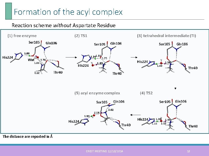 Formation of the acyl complex Reaction scheme without Aspartate Residue The distance are reported