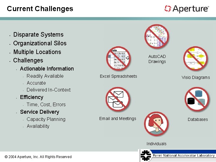 Current Challenges • • Disparate Systems Organizational Silos Multiple Locations Challenges • Actionable Information