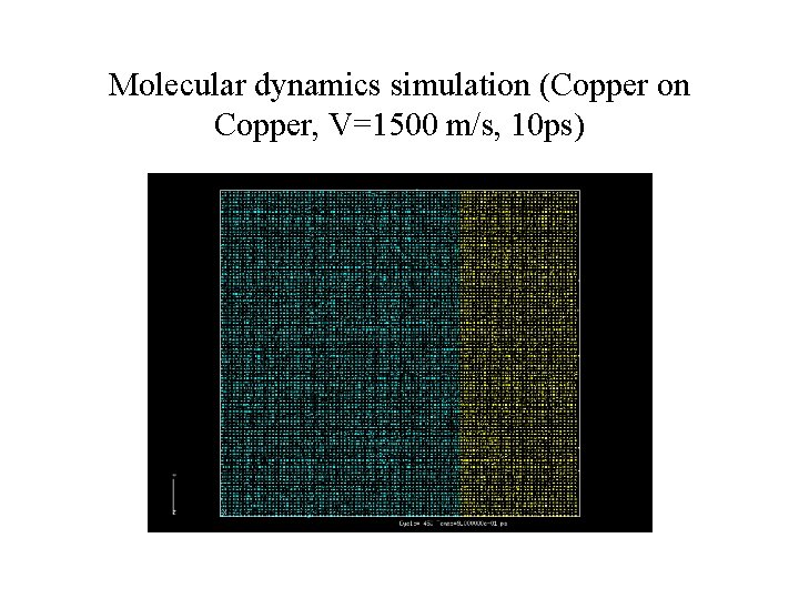 Molecular dynamics simulation (Copper on Copper, V=1500 m/s, 10 ps) 