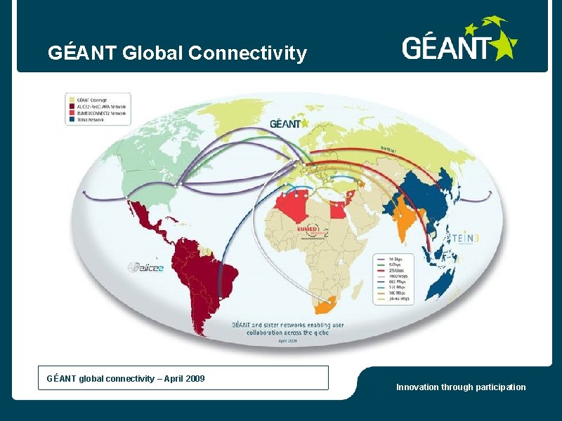 GÉANT Global Connectivity GÉANT global connectivity – April 2009 Innovation through participation 