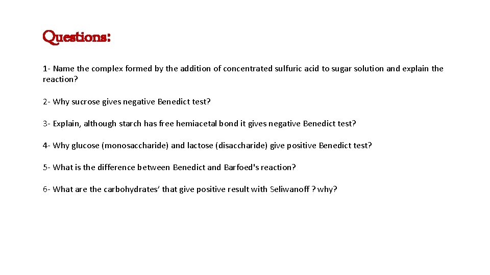 Questions: 1 - Name the complex formed by the addition of concentrated sulfuric acid