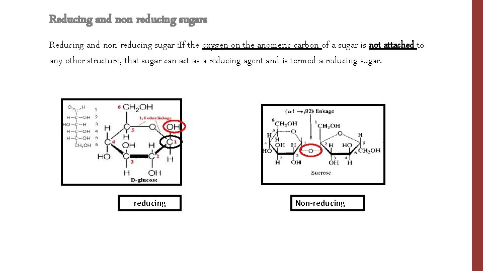 Reducing and non reducing sugars Reducing and non reducing sugar : If the oxygen