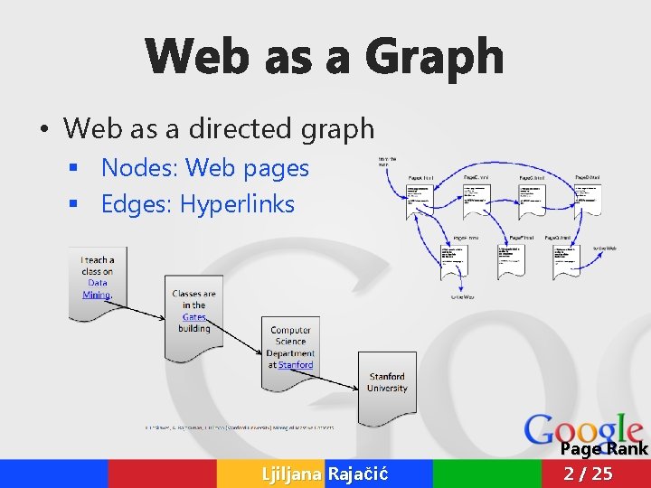 Web as a Graph • Web as a directed graph § Nodes: Web pages Web as a Graph • Web as a directed graph § Nodes: Web pages