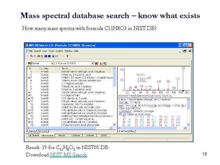 Mass spectral database search – know what exists How many mass spectra with formula