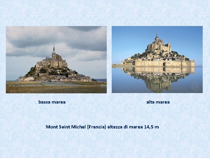 bassa marea alta marea Mont Saint Michel (Francia) altezza di marea 14, 5 m