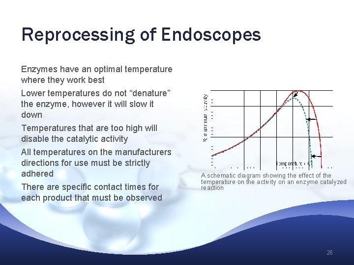 Reprocessing of Endoscopes Enzymes have an optimal temperature where they work best Lower temperatures Reprocessing of Endoscopes Enzymes have an optimal temperature where they work best Lower temperatures
