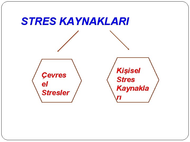 STRES KAYNAKLARI Çevres el Stresler Kişisel Stres Kaynakla rı 