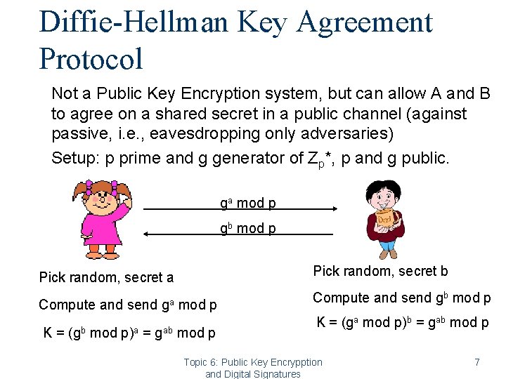 Diffie-Hellman Key Agreement Protocol Not a Public Key Encryption system, but can allow A Diffie-Hellman Key Agreement Protocol Not a Public Key Encryption system, but can allow A
