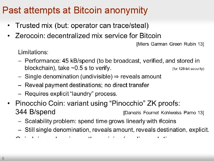 Past attempts at Bitcoin anonymity • 5 