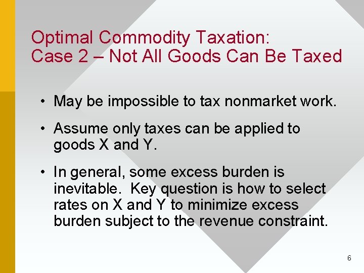 Optimal Commodity Taxation: Case 2 – Not All Goods Can Be Taxed • May