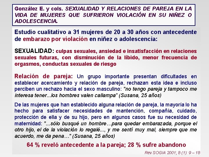 González E. y cols. SEXUALIDAD Y RELACIONES DE PAREJA EN LA VIDA DE MUJERES