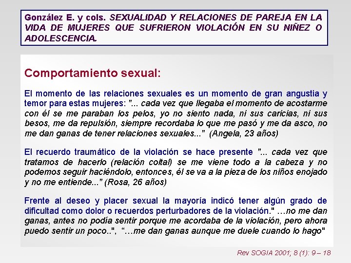 González E. y cols. SEXUALIDAD Y RELACIONES DE PAREJA EN LA VIDA DE MUJERES