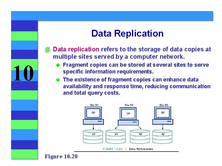 Data Replication 4 Data replication refers to the storage of data copies at multiple