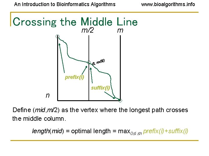 An Introduction to Bioinformatics Algorithms www. bioalgorithms. info Crossing the Middle Line m/2 m