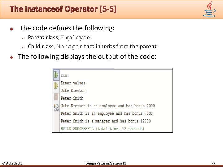 The instanceof Operator [5 -5] u The code defines the following: ² ² u