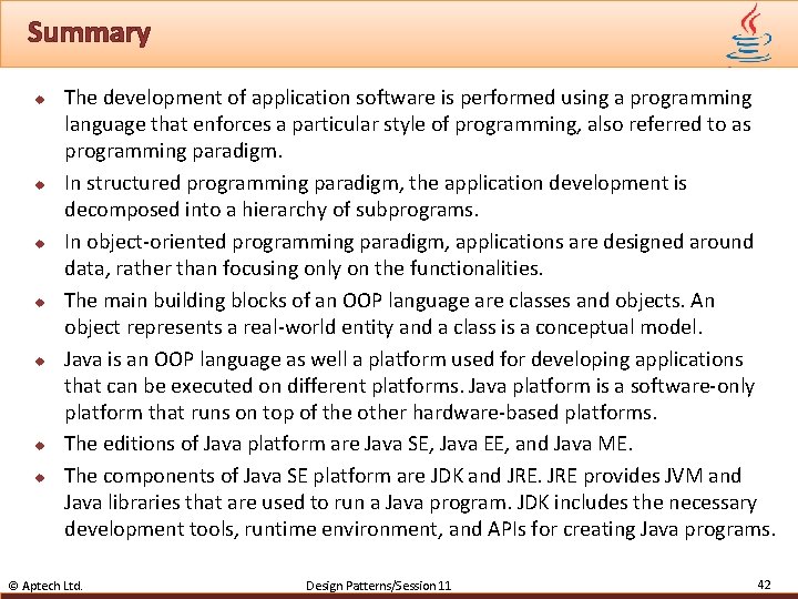 Summary u u u u The development of application software is performed using a