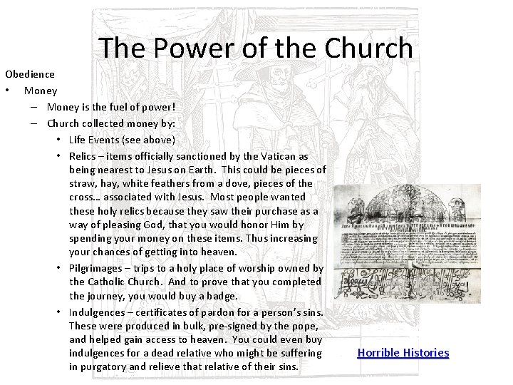 The Power of the Church Obedience • Money – Money is the fuel of