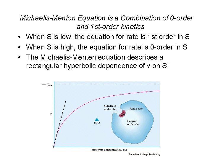 Michaelis-Menton Equation is a Combination of 0 -order and 1 st-order kinetics • When