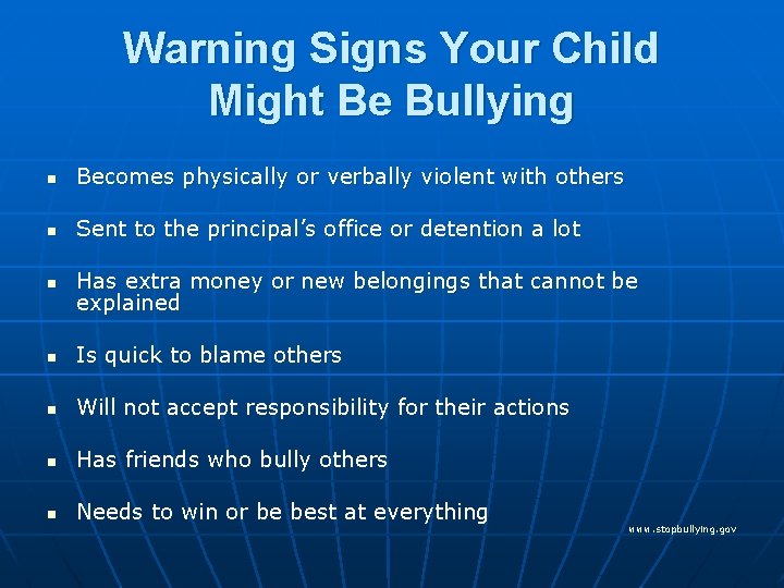 Warning Signs Your Child Might Be Bullying n Becomes physically or verbally violent with
