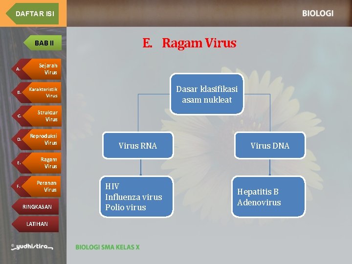 DAFTAR ISI BAB II A. Sejarah Virus B. Karakteristik Virus C. Struktur Virus D.