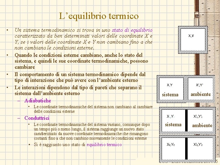 L’equilibrio termico • • Un sistema termodinamico si trova in uno stato di equilibrio