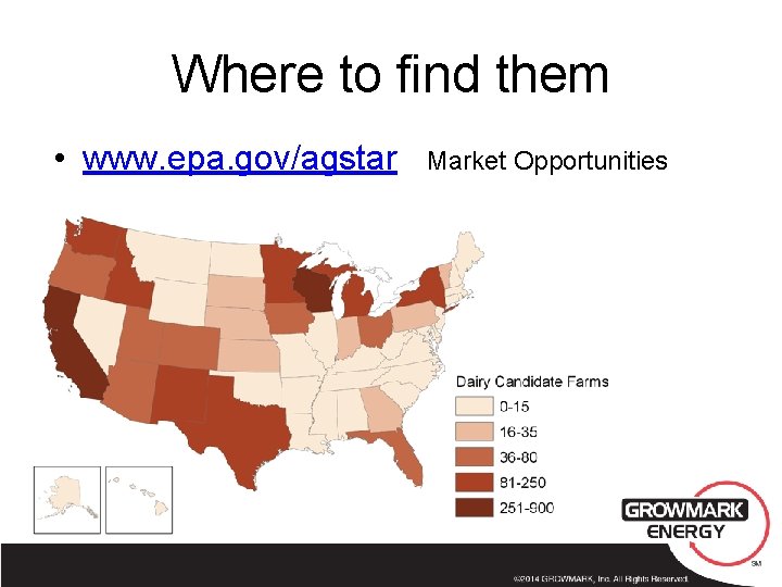 Where to find them • www. epa. gov/agstar Market Opportunities 