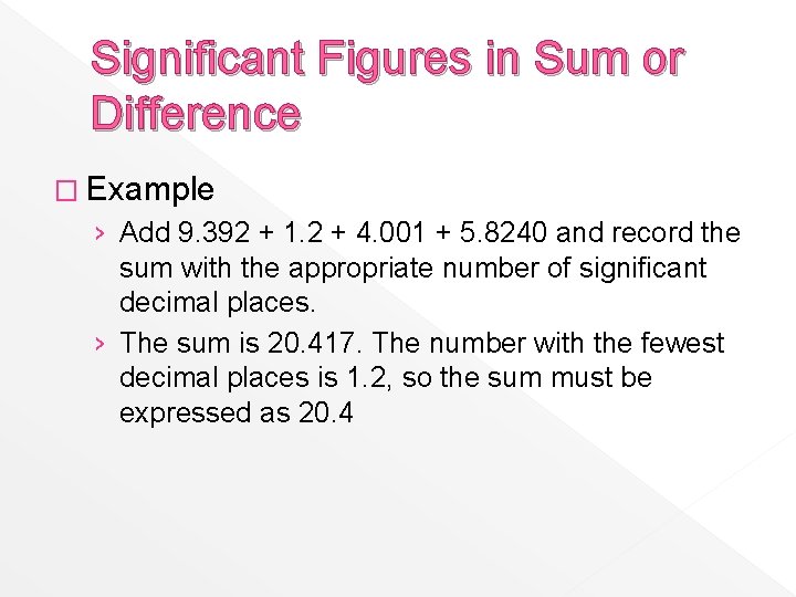 Significant Figures in Sum or Difference � Example › Add 9. 392 + 1.