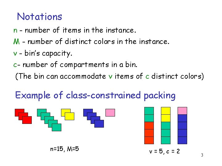 Notations n - number of items in the instance. M - number of distinct