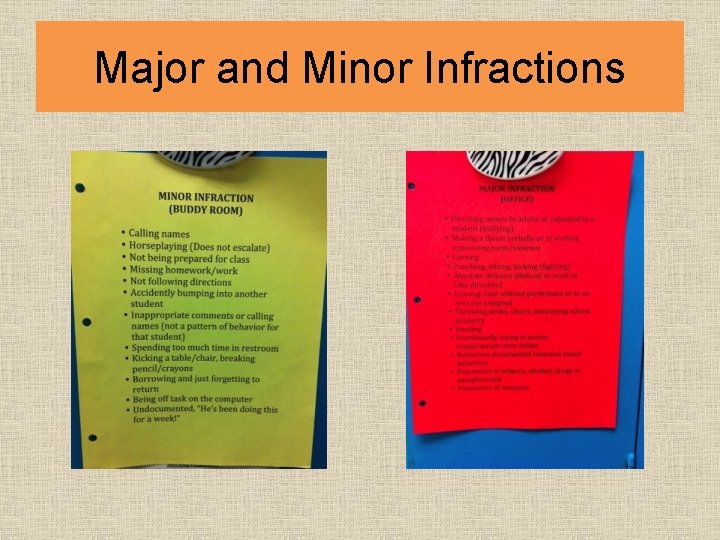 Major and Minor Infractions 