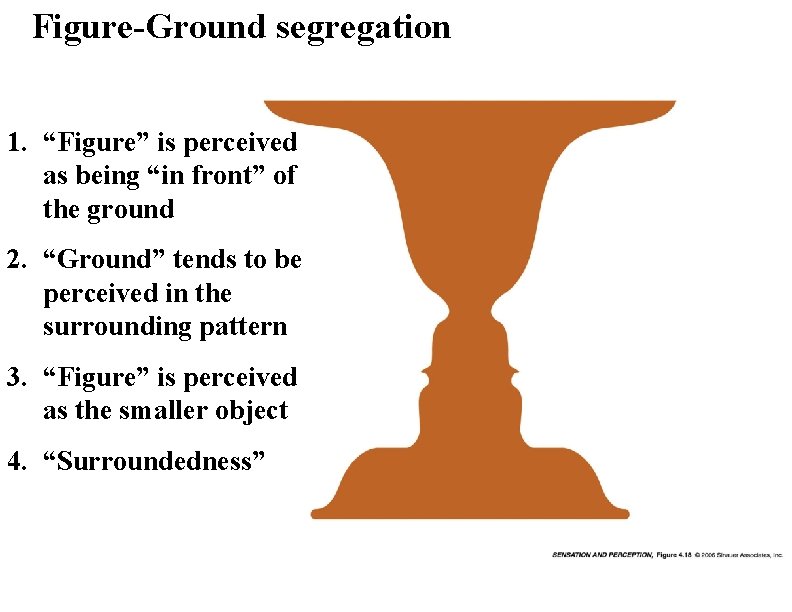 Figure-Ground segregation 1. “Figure” is perceived as being “in front” of the ground 2.