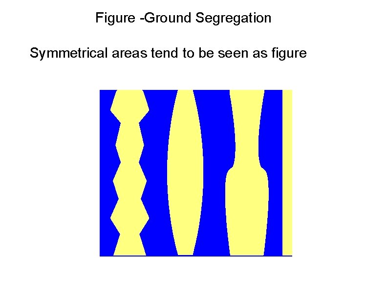 Figure -Ground Segregation Symmetrical areas tend to be seen as figure 