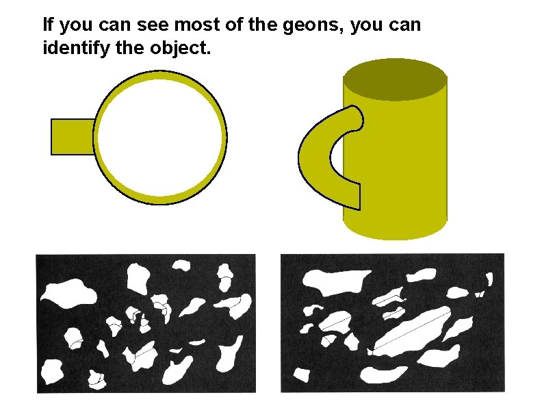 If you can see most of the geons, you can identify the object. 