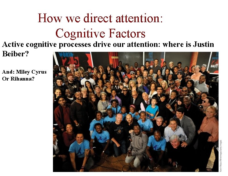 How we direct attention: Cognitive Factors Active cognitive processes drive our attention: where is