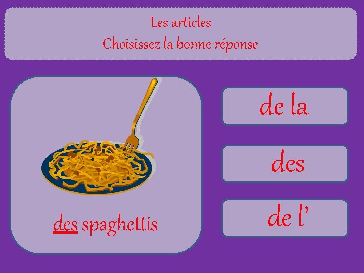 Les articles Choisissez la bonne réponse de la des spaghettis de l’ 
