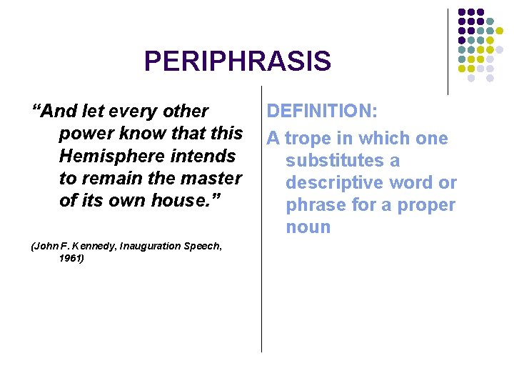 PERIPHRASIS “And let every other power know that this Hemisphere intends to remain the