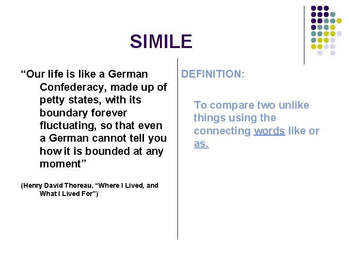 SIMILE “Our life is like a German Confederacy, made up of petty states, with