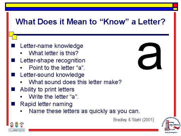 What Does it Mean to “Know” a Letter? a n Letter-name knowledge • What