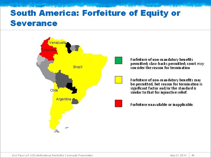 South America: Forfeiture of Equity or Severance Venezuela Columbia Brazil Chile Forfeiture of non-mandatory