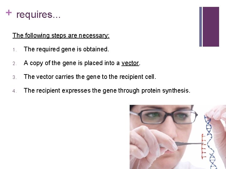 + requires. . . The following steps are necessary: 1. The required gene is