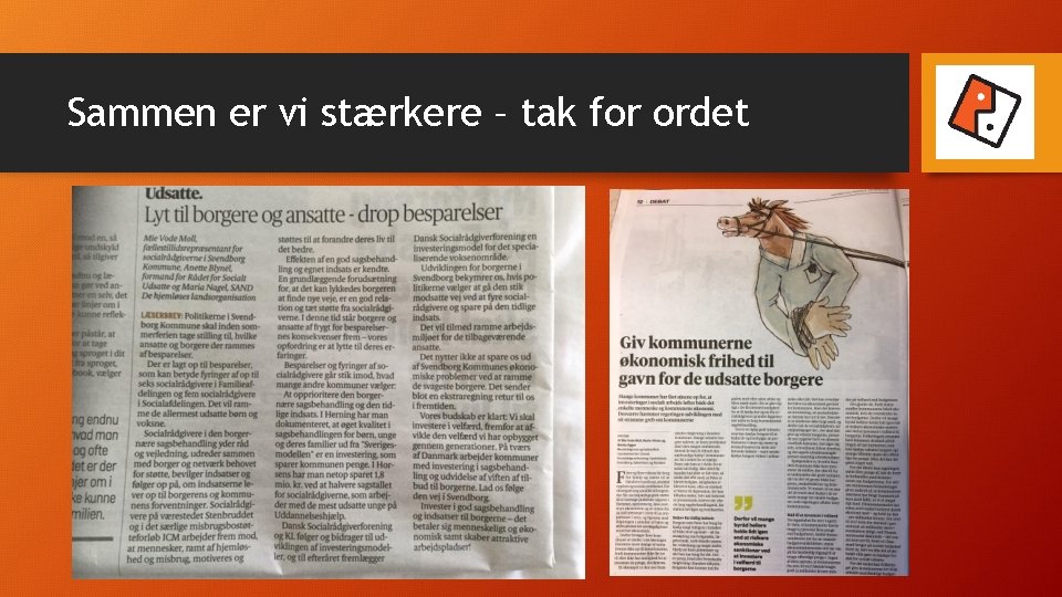 Sammen er vi stærkere – tak for ordet 